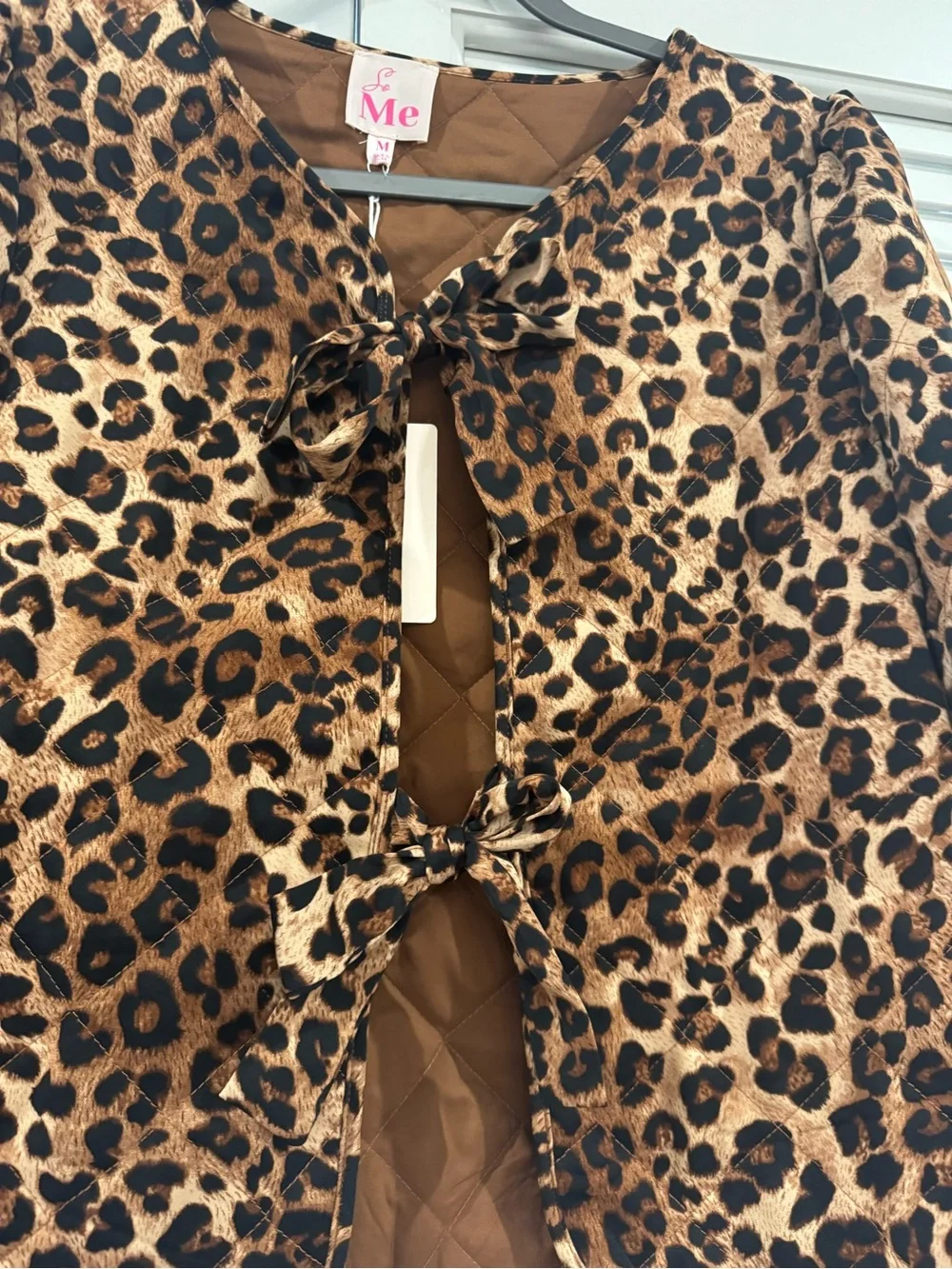 So Me Leopard-Trimmed Quilted Jacket - Brown/Black